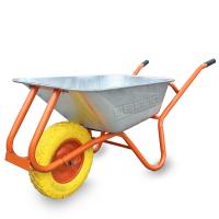 Тачка 1-о колесна d400мм 100л 180кг оцин (буд. проф.) ПОЛІУРЕТАН КОЛЕСО 4.00-8 ORANGE  ТМ "BULID"