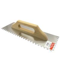 Терка з нержавійки 130x380мм зуб 8х8 ручка Дерев'яна "WoffMann"