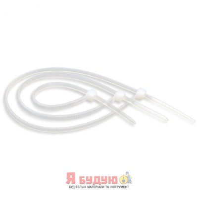 Хомут нейлоновий 4*250 білий б/с (п 100 шт.) "WoffMann"