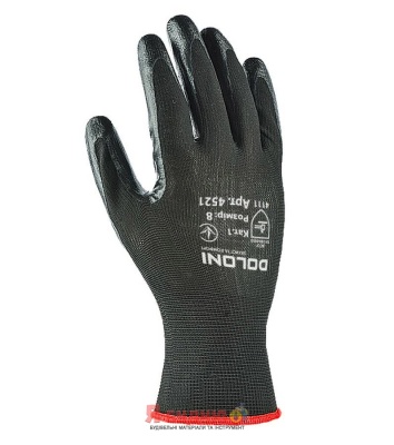 Рукавиці трикотажні з нітриловим покрит, неповний облив, чорний, розмір 8 арт.4521