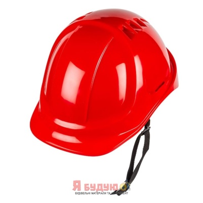 Каска захисна (ABS) червона, без вентиляції, з храповиком,з отворами для навушників SAFE-GUARD 3120