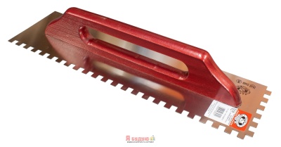 Терка з нержавійки усилена 480х130мм зуб 10х10 ручка Дерев'яна OLEJNIK