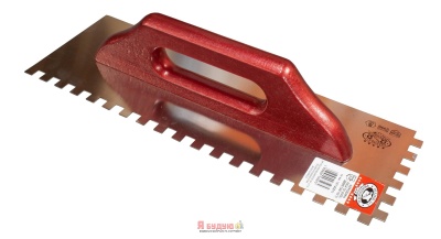 Терка з нержавійки усилена 380х130мм зуб 10х10 ручка Дерев'яна OLEJNIK