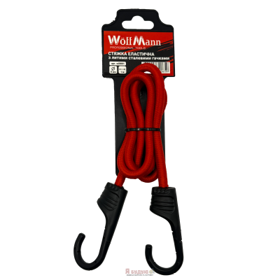 Стяжка еластична з литими сталевими гачками 8мм х 1м 1шт ТМ «WoffMann professional tools»