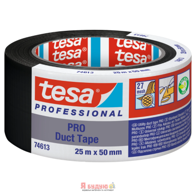 Армована стрічка PRO 25м х 50мм чорна ТМ "TESA" 24/1