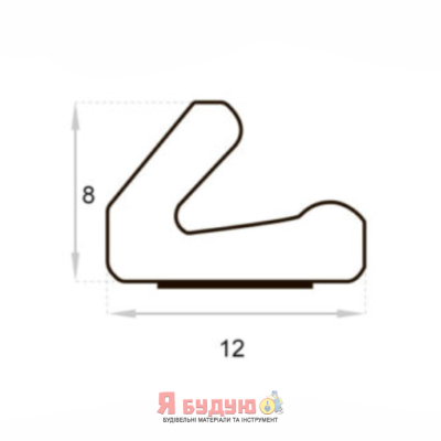 Ущільнювач поліуретановий "V" 12х8 профіль 100м Графіт
