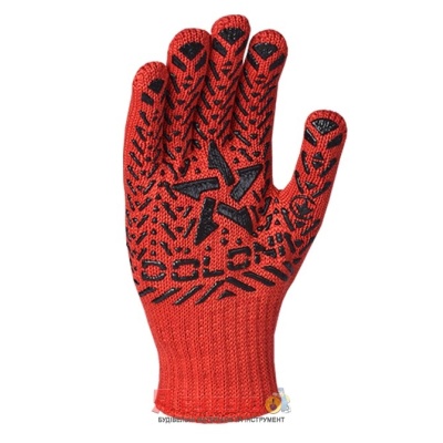 Рукавиці трикотажні з ПВХ малюнком Зірка червоні арт.4040