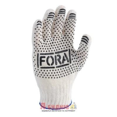 Рукавиці трикотажні з ПВХ малюнком Універсал білі FORA 7 клас арт.15200
