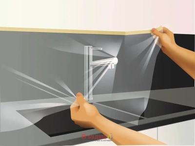 Плівка захисна з голуб клейк стрічк 9micX1.1mX15m Neutral для зовн робіт з колбою-дозатор "WoffMann"