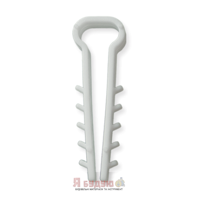 Дюбель-хомут (14*6мм) плоский білий (мішок)б/с (пач. 100 шт.)"WoffMann"
