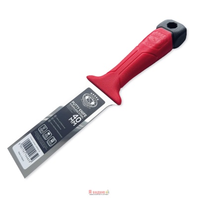 Однокомпонентний шпатель 40мм із загартованої  нержавіючої сталі із ергономічною формою OLEJNIK