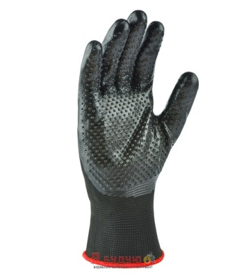Рукавиці трикотажні з нітриловим покрит, неповний облив, чорний, розмір 8 арт.4521