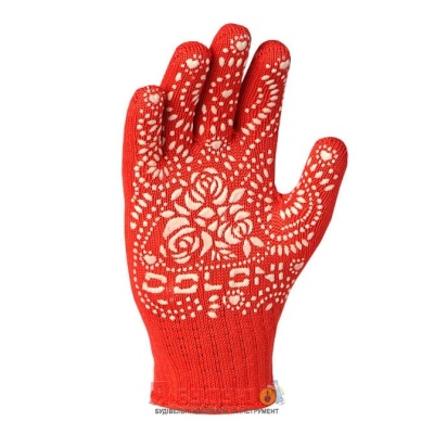 Рукавиці трикотажні з ПВХ "Мак" червоні арт.622