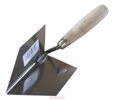 Кельма кутова гостра нержавіюча 120х75мм внутрішня ручка Дерев'яна 