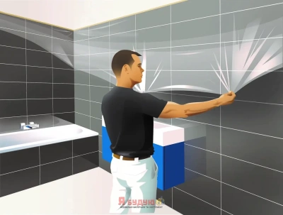 Плівка захисна з клейкою стрічкою 9mic X 1.1m X 25m Neutral для внутрішніх робіт "WoffMann"