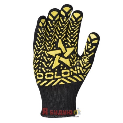 Рукавиці трикотажні з ПВХ малюнком Зірка чорні арт.562