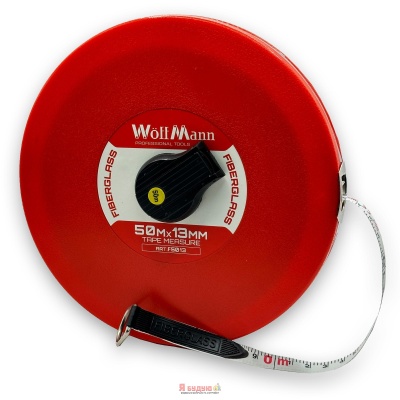 Рулетка скловолоконне полотно пластмасовий корпус 50м*13мм "WoffMann"