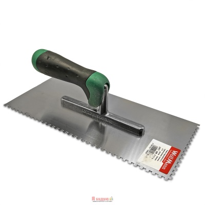 Терка нержавіюча з алюмінієвою ніжкою зуб 4х4 ручка гумова