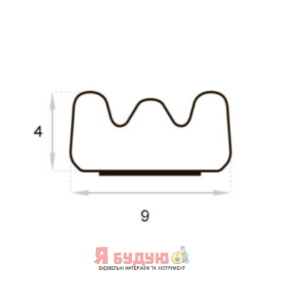 Ущільнювач поліуретановий "E" 9,5х4 профіль 500м Коричневий 