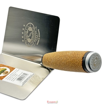 Кельма нержав. сталь 110х120х0,5мм (кут 110°) для внутр. кутів ручка з молотком Корок OLEJNIK