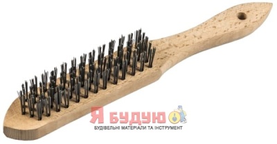 Ручна щітка з дерев’яним корпусом 2 ряди 125 x 25 x 290 mm дерев'яна ручка 0,35 Сталь рифлена