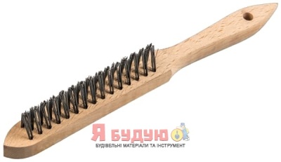 Щітка для кутових швів 3 ряди 125 x 25 x 290 mm дерев'яна ручка 0,3 нержавіюча сталь