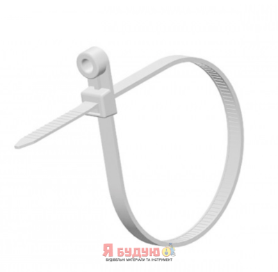 Хомут нейлоновий з кріпленням 4*150 білий б/с (п 100 шт.) "WoffMann"