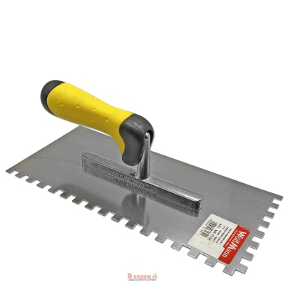 Терка нержавіюча з алюмінієвою ніжкою зуб 8х8 ручка гумова