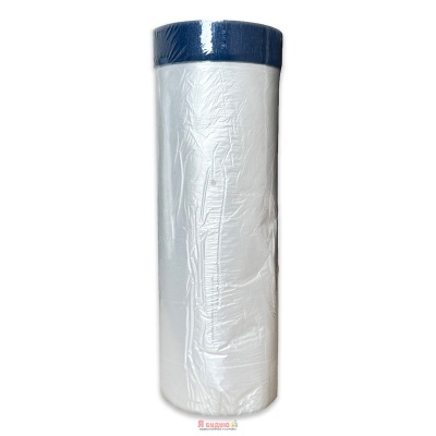 Плівка захисна з голубою клейкою стрічкою 9mic X 2.7m X 15m Neutral для зовнішніх робіт "WoffMann"