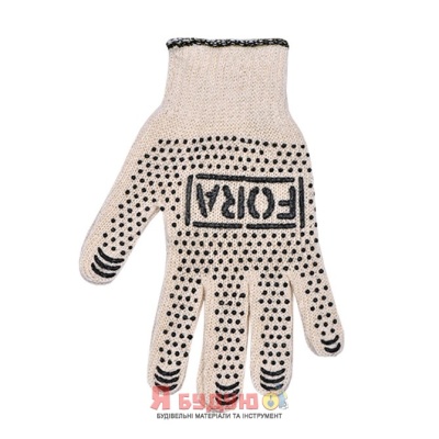 Рукавиці трикотажні з ПВХ малюнком Універсал білі FORA 7 клас арт.15200